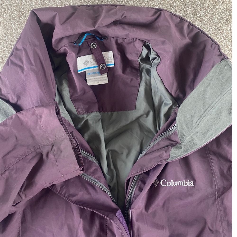 Columbia Womens M Preppy Warm Omni-Tech Interchange Waterproof Jacket Purple
